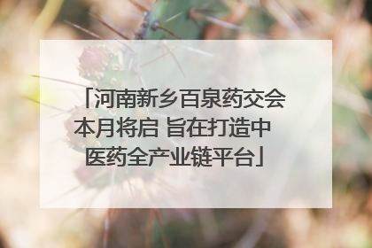 河南新乡百泉药交会本月将启 旨在打造中医药全产业链平台